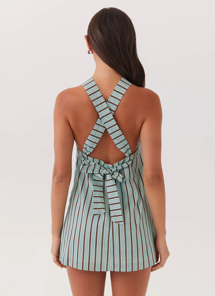 Robe Mini Micro en Lin Keira - Rayures Côtières