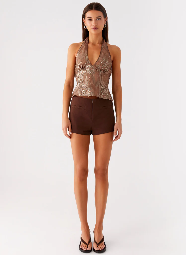 Top Reyce à paillettes - Tan