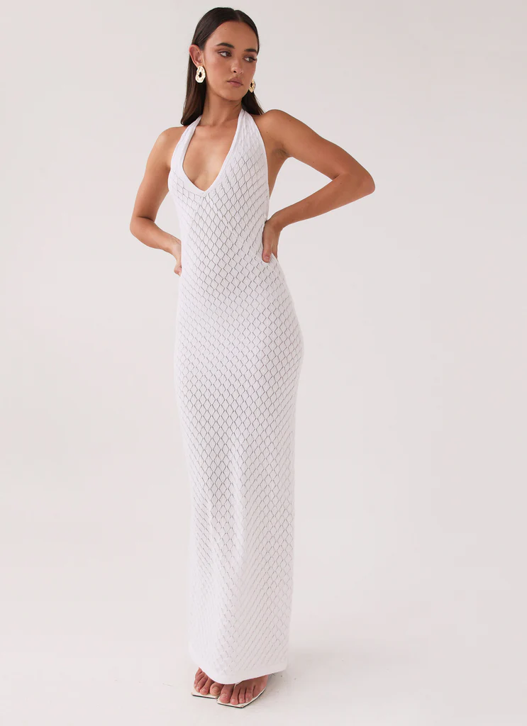 Robe maxi tricot Herald Angels - Blanc