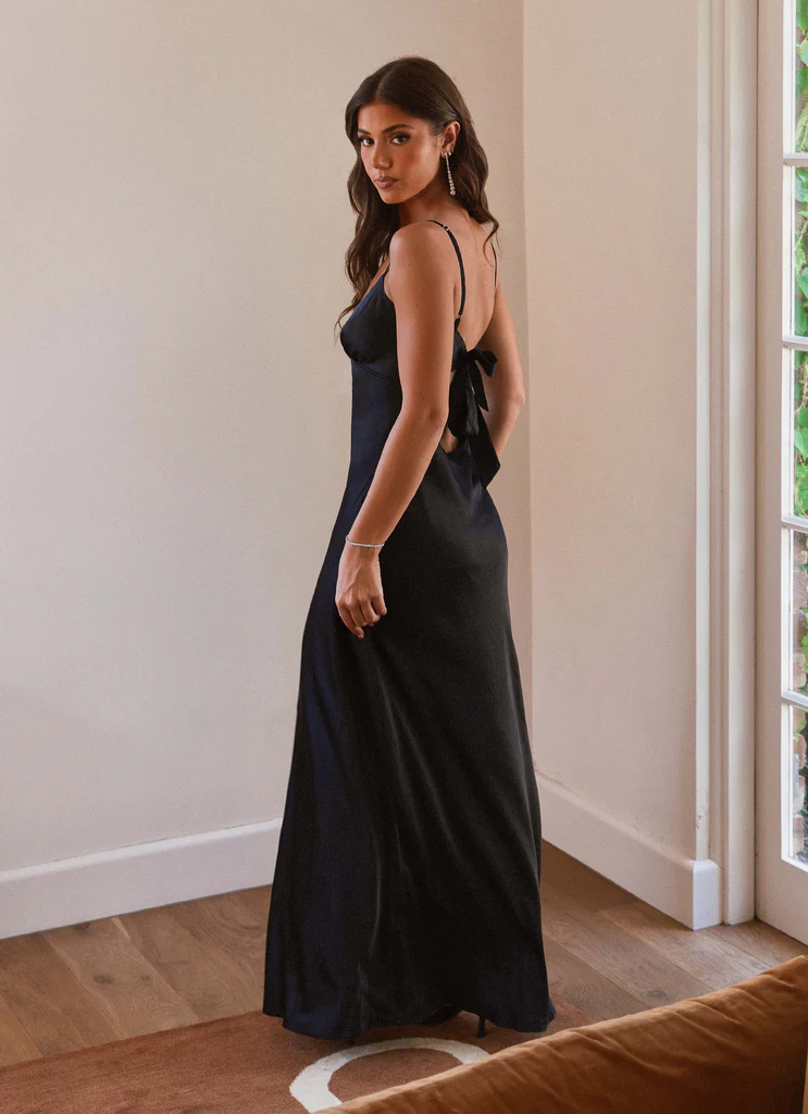 Robe maxi satin Flora - Minuit