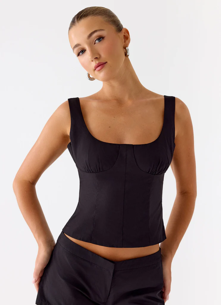 Haut bustier en coton Coastline - Noir
