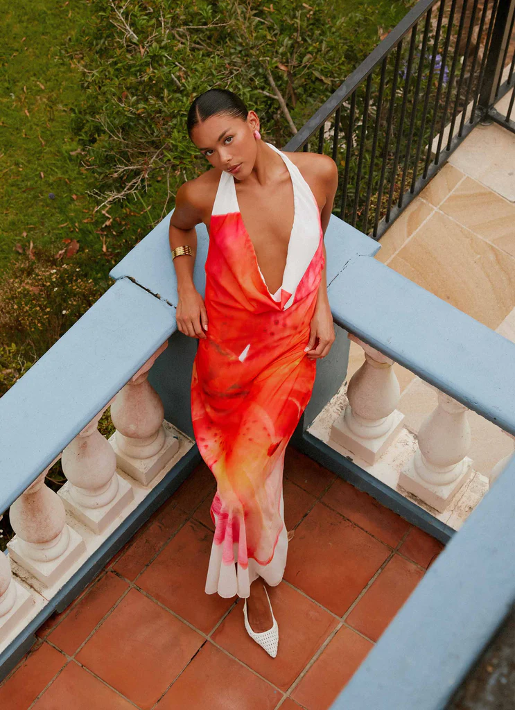 Robe maxi Calabasas - Fleurs blanches