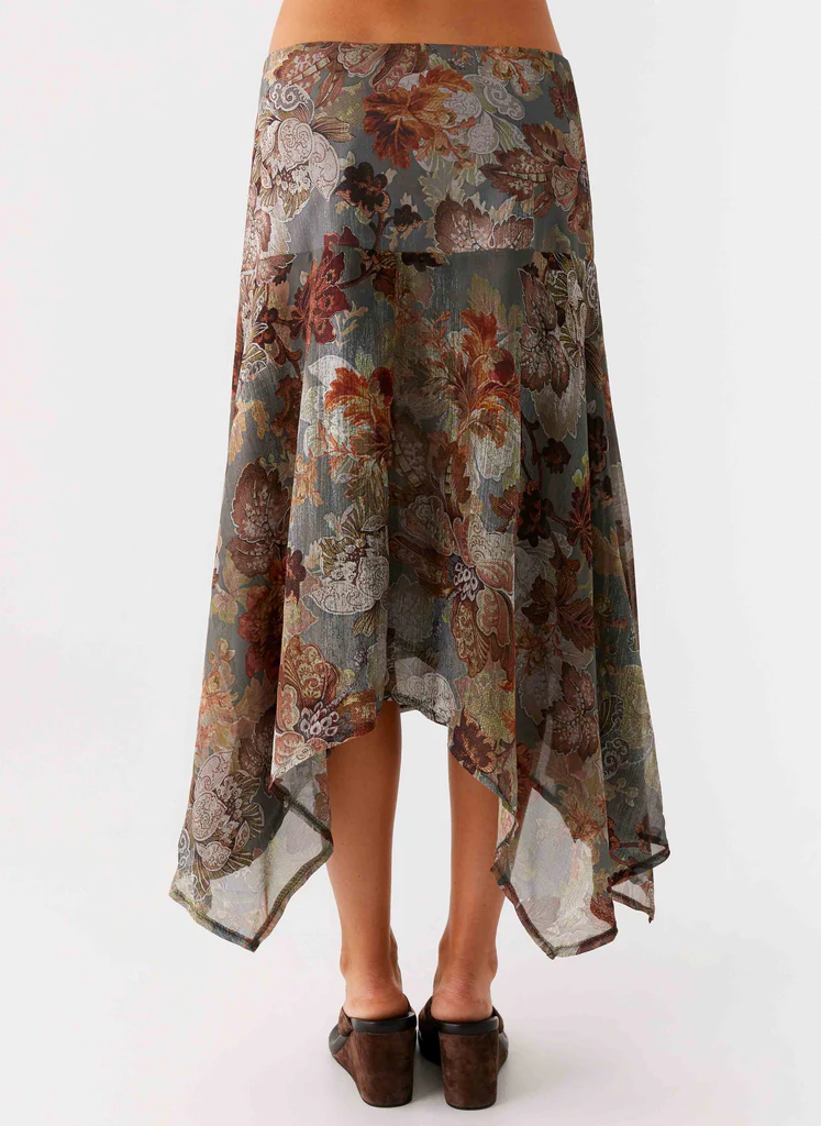 Jupe mi-longue Rosewood à taille basse – Blossom vintage Jupe mi-longue Rosewood à taille basse - Blossom vintage