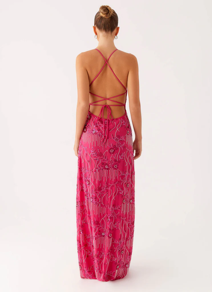 Robe maxi à sequins Vietta - Fuchsia