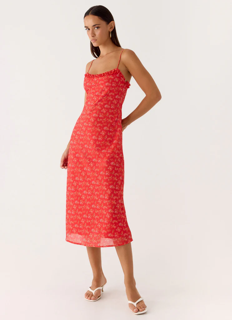 Robe Midi Kahlo - Rose Rouge Magenta