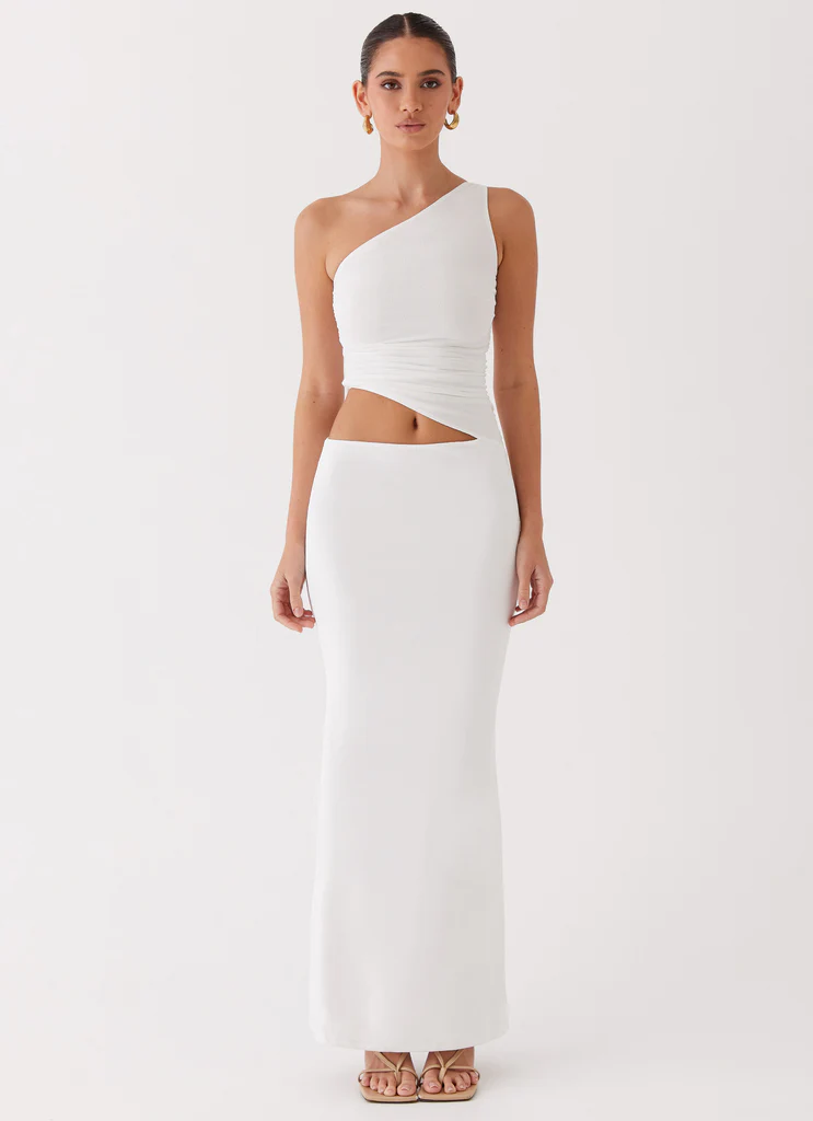 Robe maxi à épaule unique Seranella - Blanc