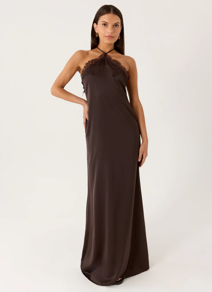 Robe maxi à bretelles Samaria - Chocolat