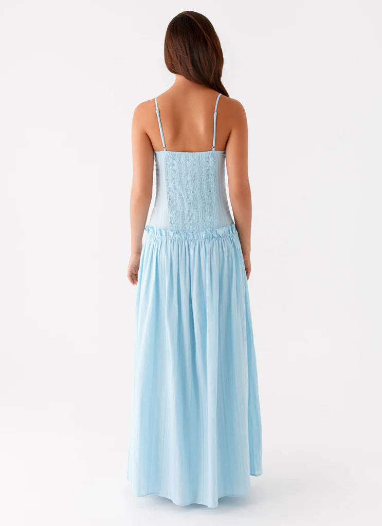 Robe maxi à taille basse Jacinda - Bleu