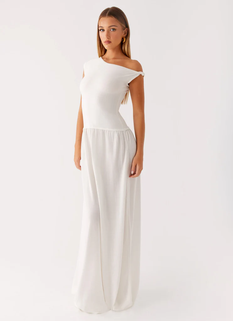 Robe maxi à épaule unique Ardella - Ivoire