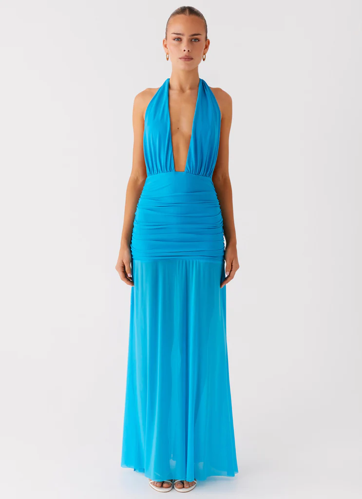 Robe Maxi à bretelles Dilemma - Bleu Turquoise
