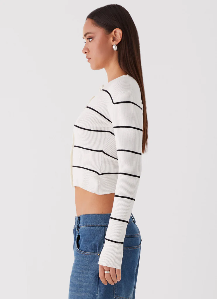 Cardigan ajusté Kaylee - Rayure blanche