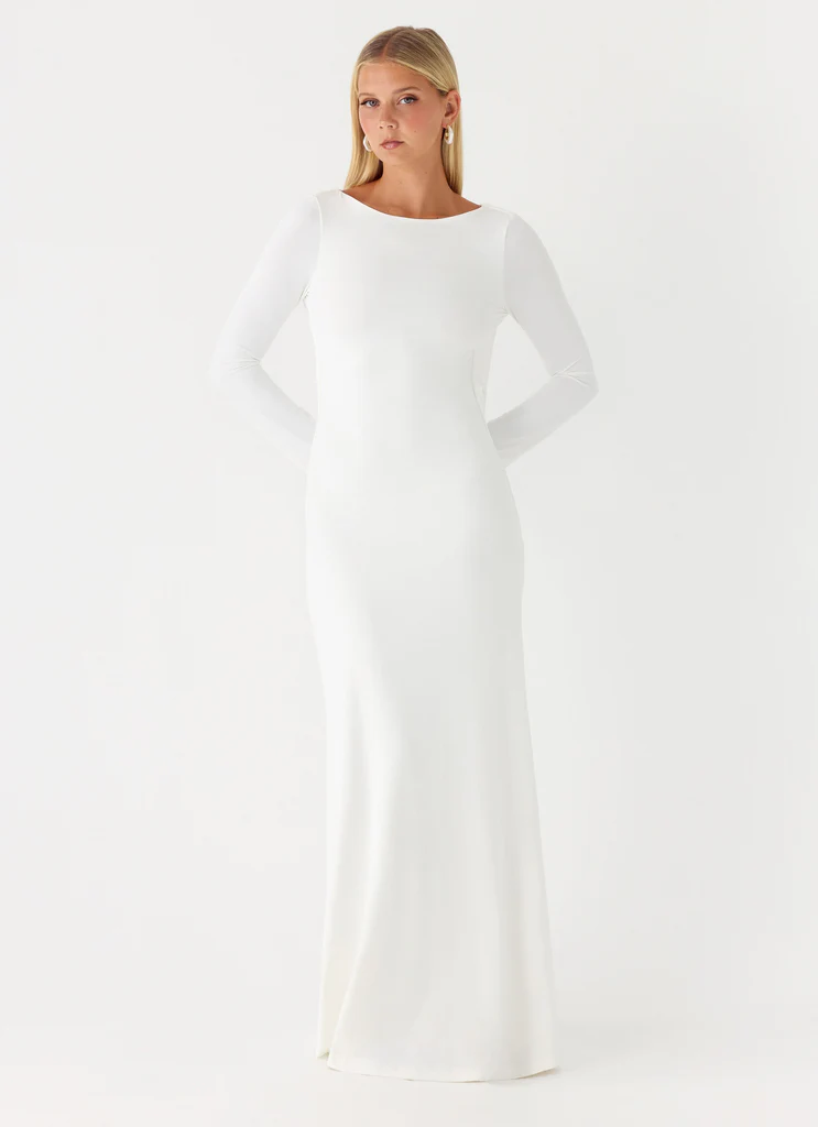 Robe maxi à manches longues Elmont - Blanc