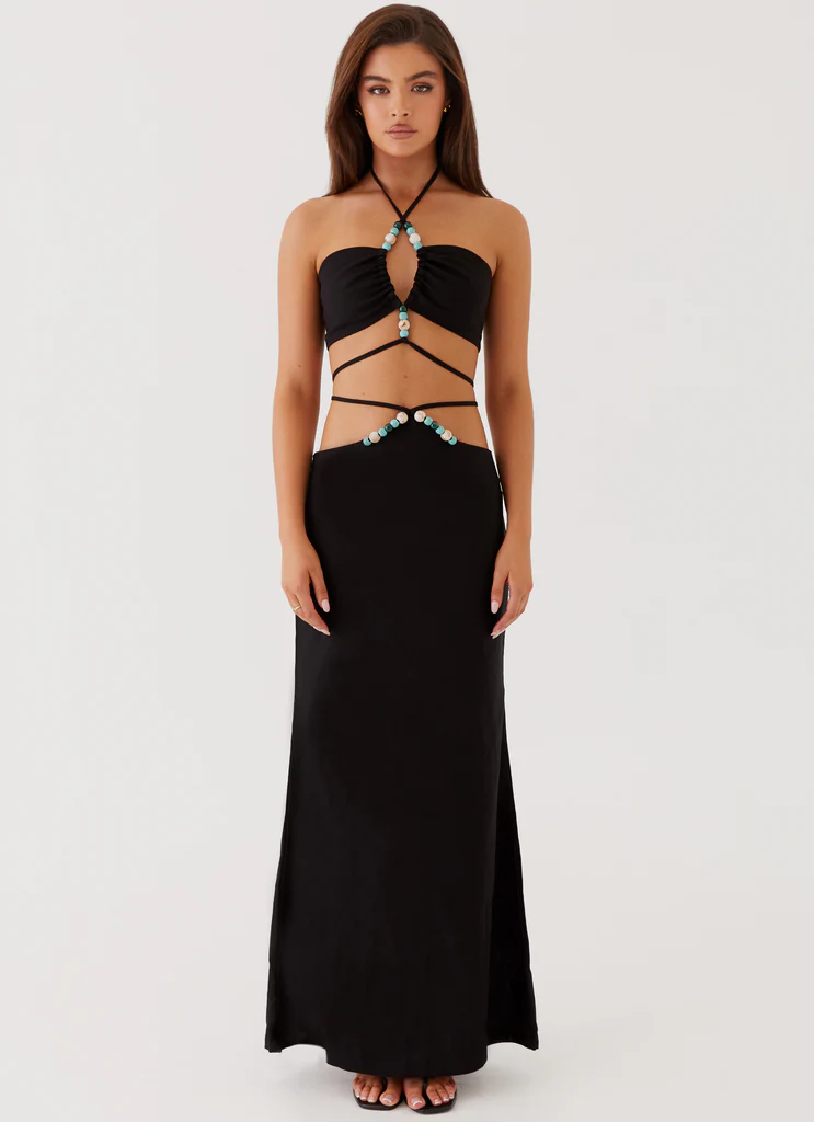 Jupe maxi à strass Neveah - Noir