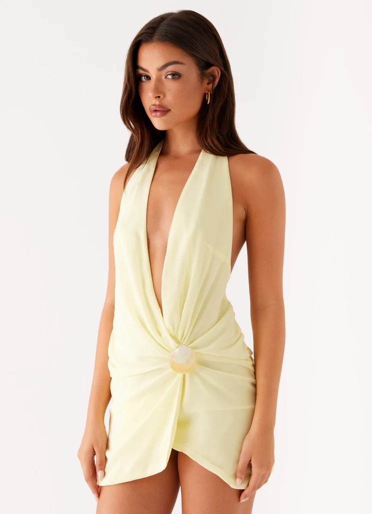 Robe Mini à Décolleté Plongeant Eleanora - Jaune