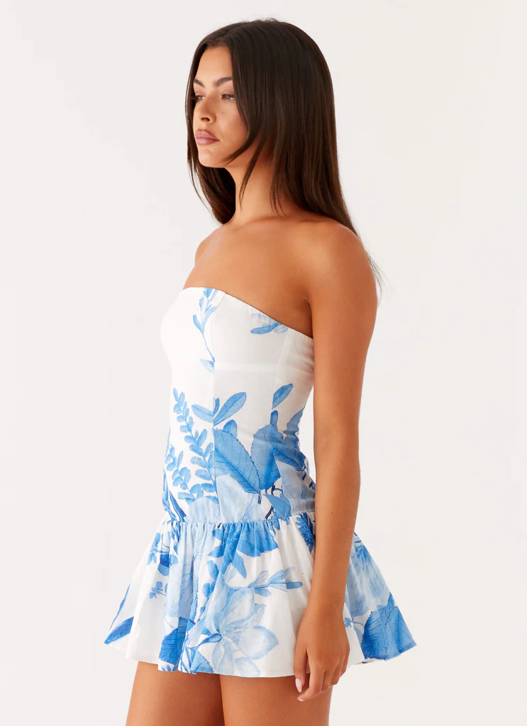 Robe Mini Mario - Imprimé Floral Bleu