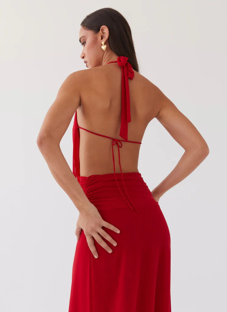Robe Maxi en Maille Elysia – Rouge Cerise Robe Maxi en Maille Elysia - Rouge Cerise
