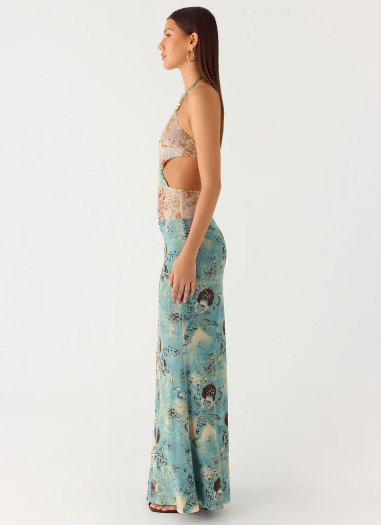 Robe maxi à strass Rebel - Aqua Blur