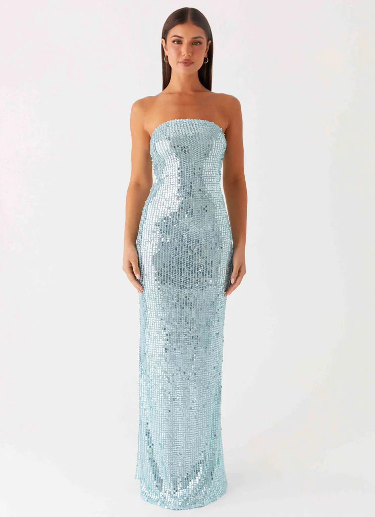 Robe Maxi à paillettes Lyric – Turquoise Robe Maxi à paillettes Lyric - Turquoise