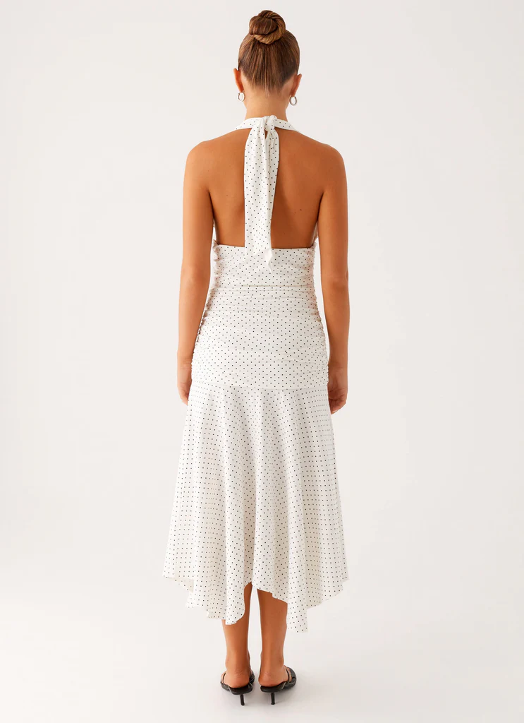 Robe Midi à Bretelles Élégantes Grettana - Rayures Blanches