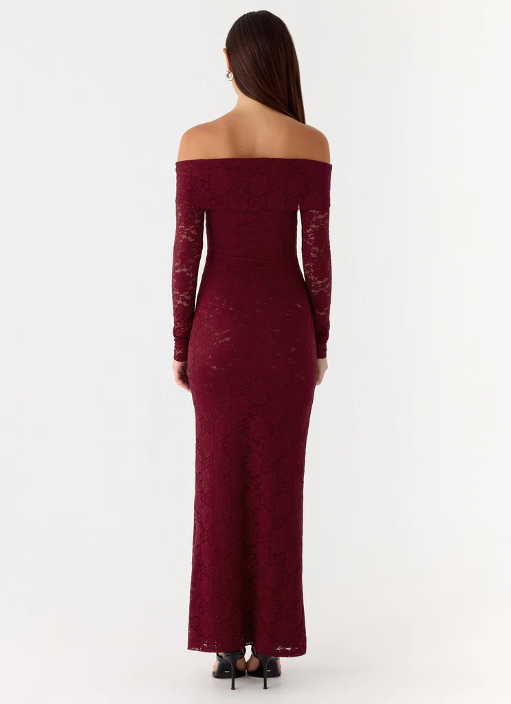 Robe maxi dentelle Yours Always - Merlot