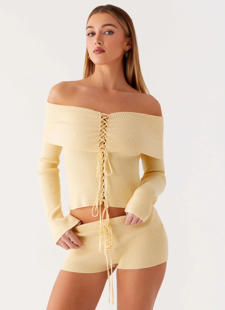 Shorts Mini Tricot Muted Muse – Jaune Shorts Mini Tricot Muted Muse - Jaune