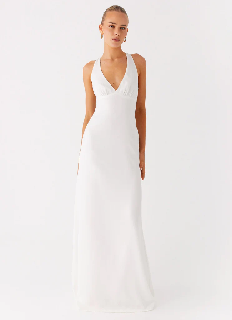 Robe maxi à bretelles croisées Desi - Blanc