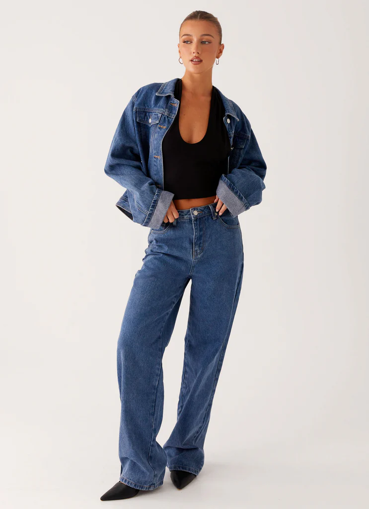 Jean denim droit Back Again - Bleu vrai