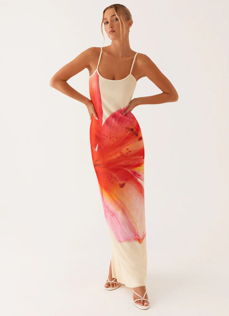 Robe maxi en maille Bad News - Fleurs jaunes