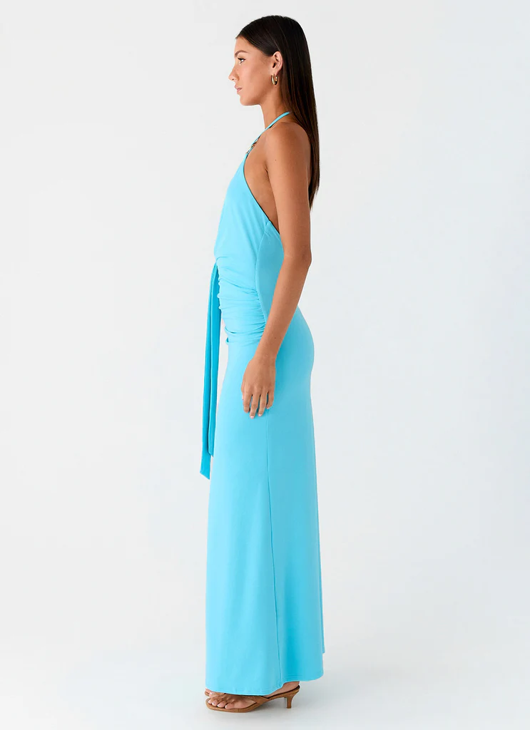 Robe maxi bretelle Dare Me - Bleu Aqua