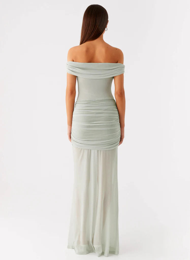 Robe maxi Eyllin à épaules dénudées - Sauge