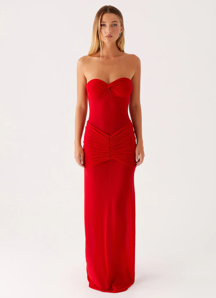 Robe maxi en maille Ottilie - Rouge