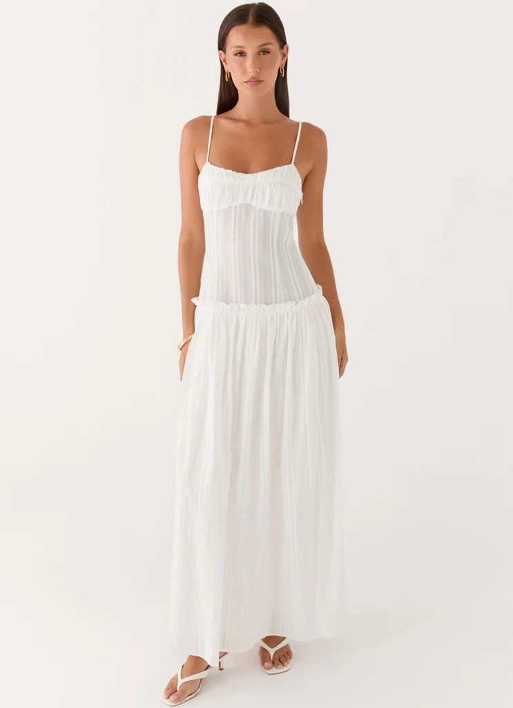 Robe maxi à taille basse Jacinda - Ivoire