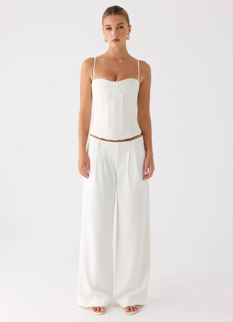 Pantalon de costume Samuel à taille basse - Blanc
