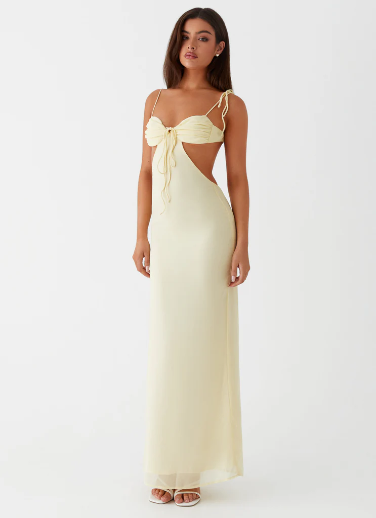Robe maxi à plis Tyra - Jaune