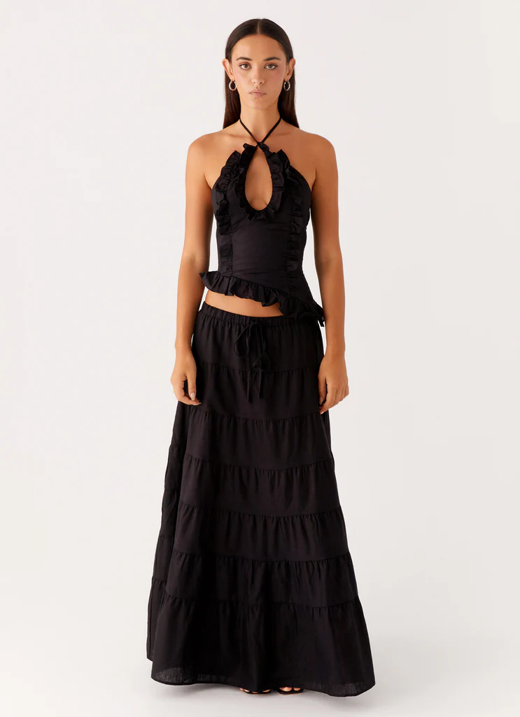 Top en lin Mariella - Noir