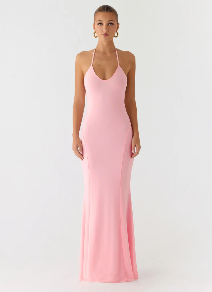 Robe Maxi à Bretelles Jolin - Rose Pêche