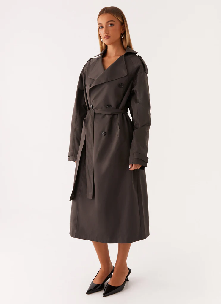 Manteau trench oversize Brighton - Gris