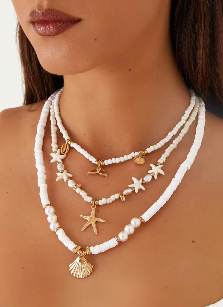 Collier à perles Luca - Blanc