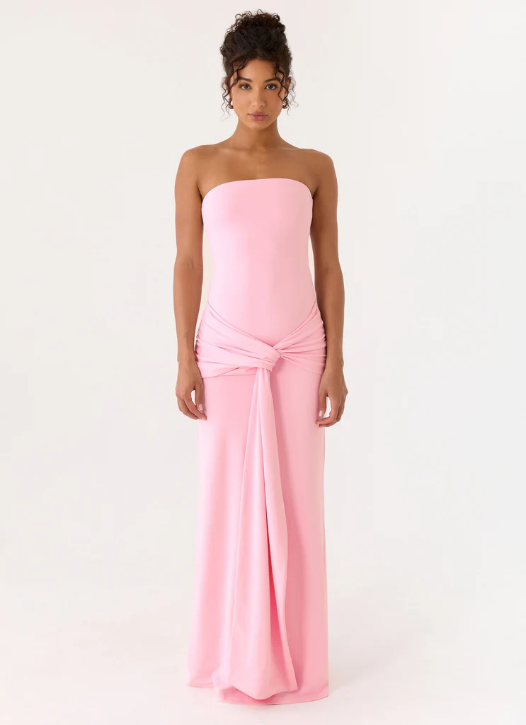 Robe maxi sans bretelles Sandrine - Rose