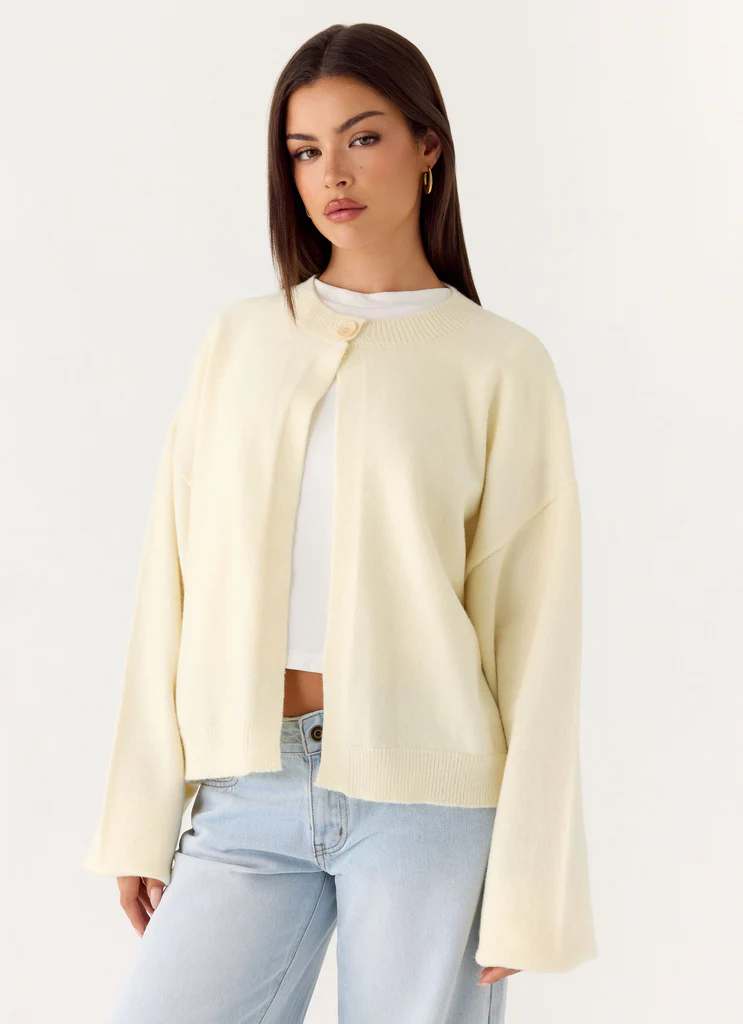 Cardigan à un bouton Annie - Crème ivoire