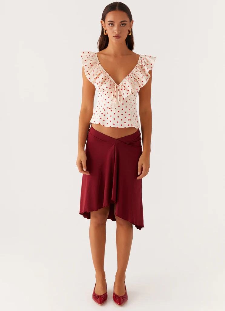 Regan Ruffle Top - Carreaux rouges