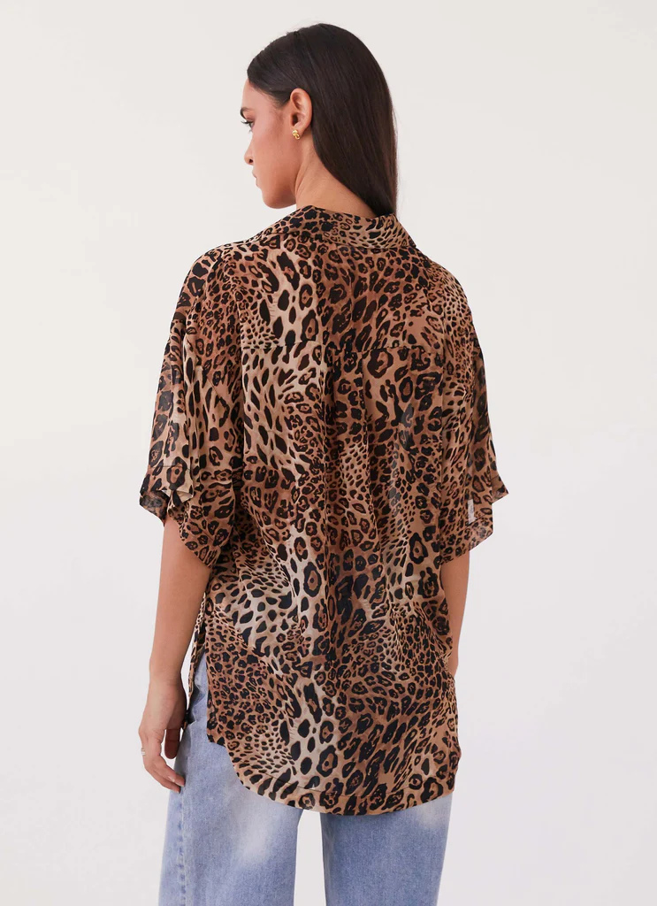 Chemise Oversized en Chiffon Sweet Relief – Léopard Chemise Oversized en Chiffon Sweet Relief - Léopard