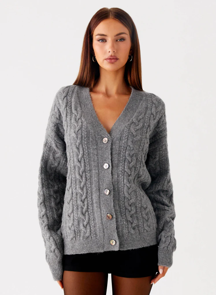 Cardigan tricot à mailles Frawley - Gris