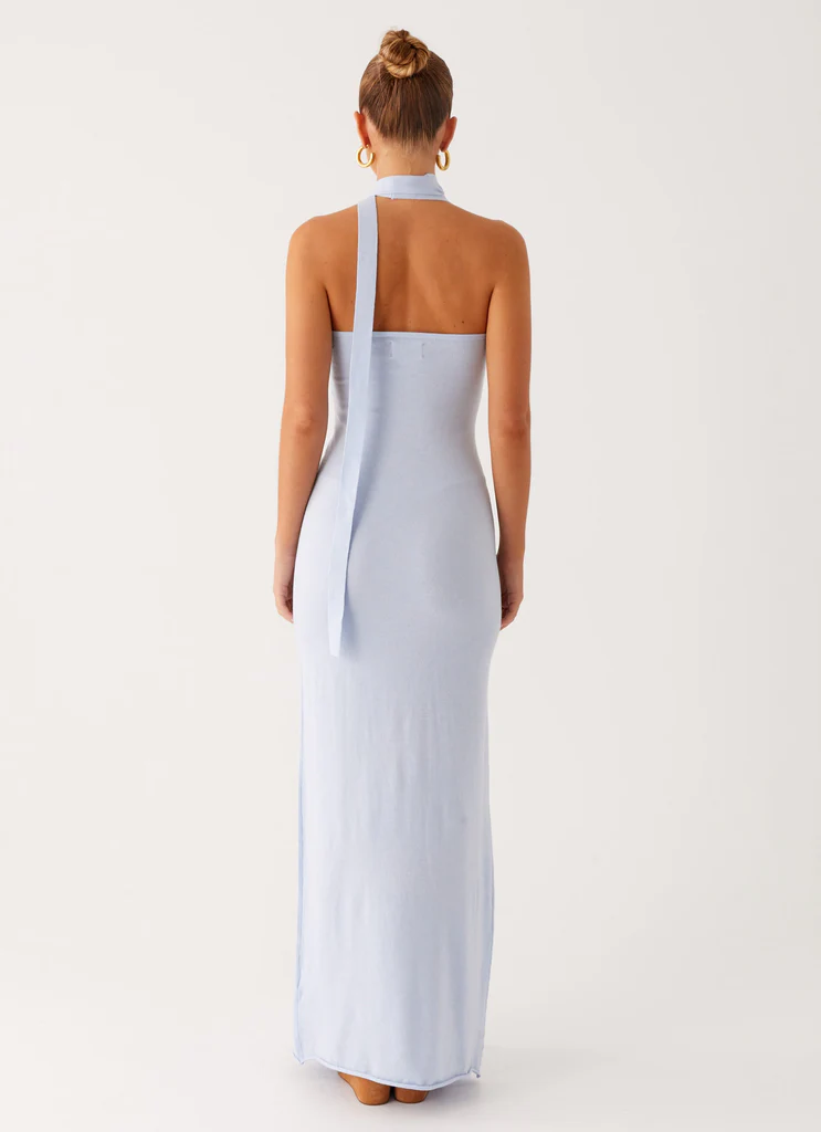 Robe maxi Eddie en maille - Bleu