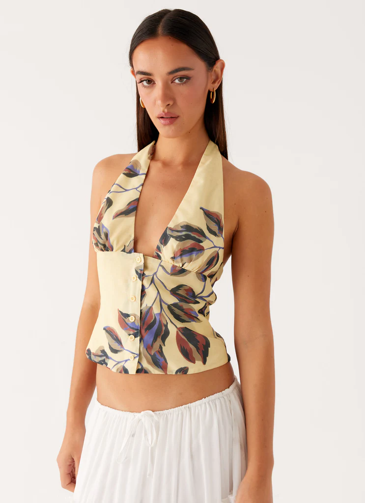 Haut à bretelles Devoted - Floral Beige
