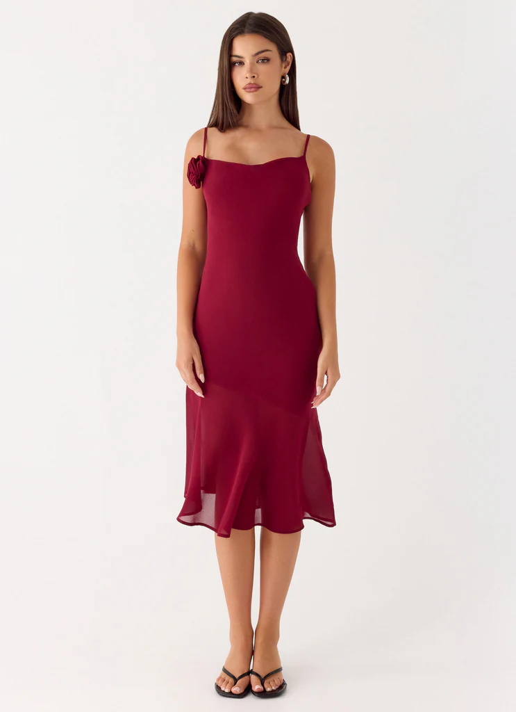 Robe Midi Anne - Rouge Profond