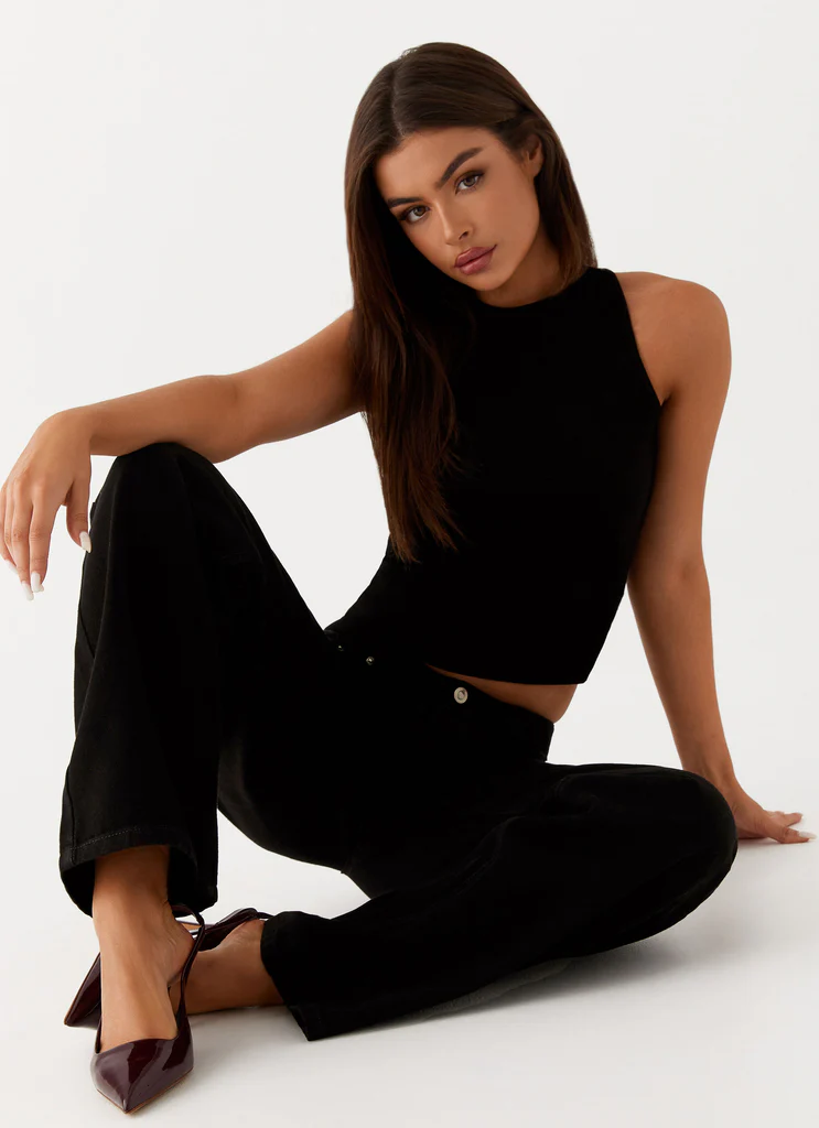 Jean Denim à Taille Basse Keanna - Noir
