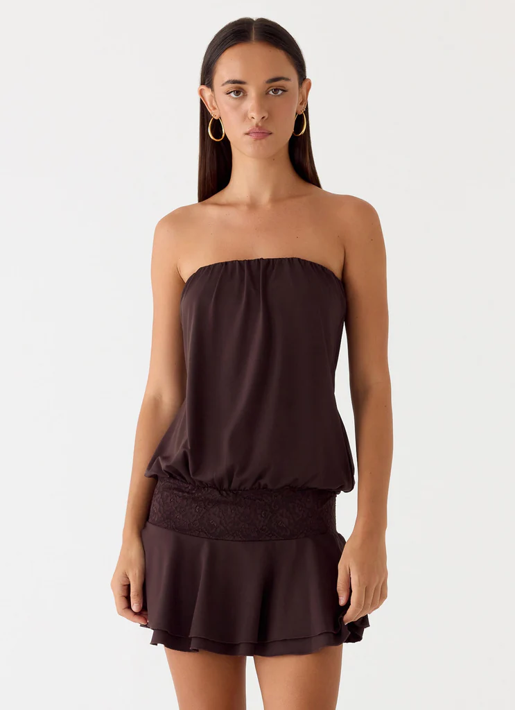 Robe Mini Sans bretelles Noreen - Chocolat Torte