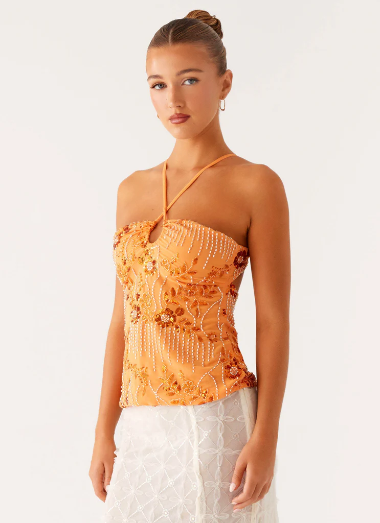 Top en paillettes Catalina - Orange