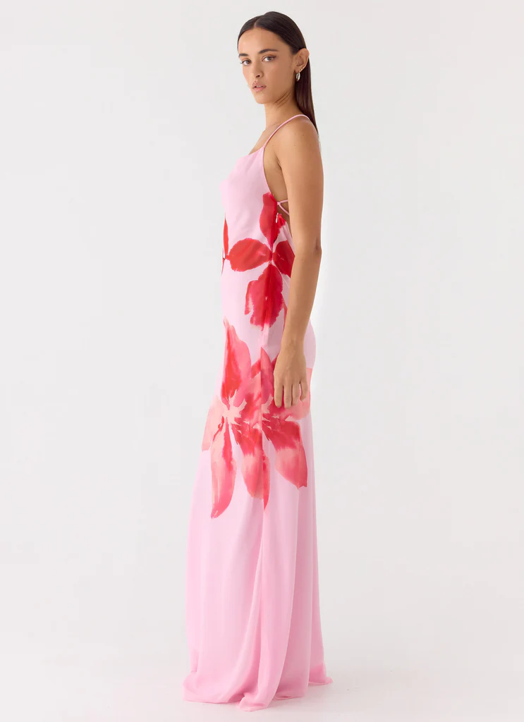 Robe maxi à col en drapé Jasmyn - Rose pétales